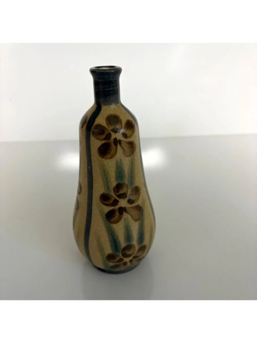 Napcoware Mid Century Hand-Painted Floral Bud Vase 7 inch Japan 8898 Earth Tones